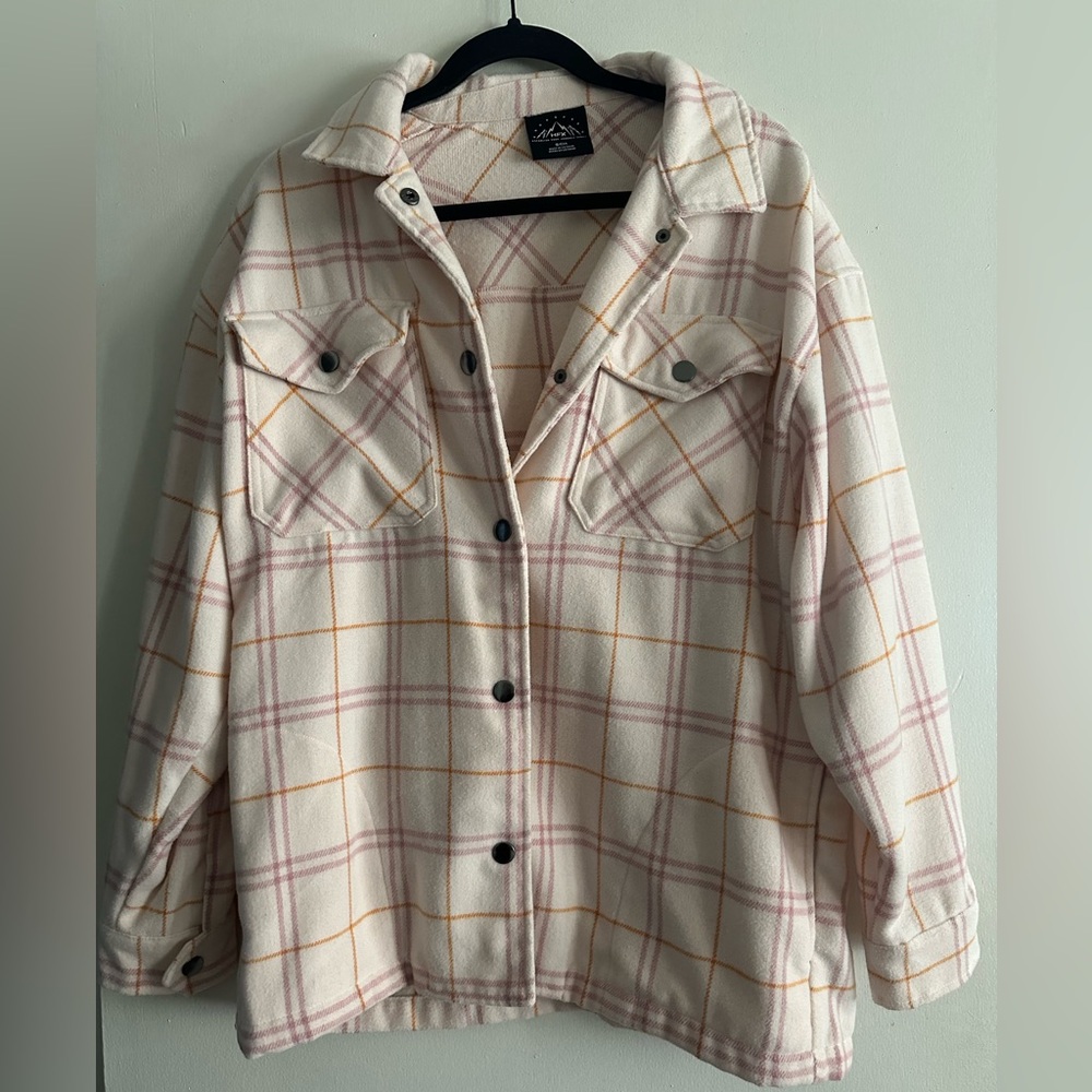 Pink Plaid Button-Up Women's Jacket